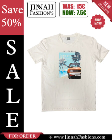 Palm Tree With Orange Car Design T-Shirt
