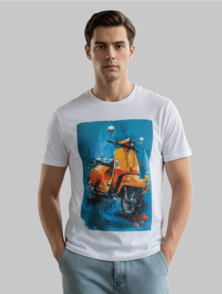 T-Shirt Grafica Retrò con Vespa