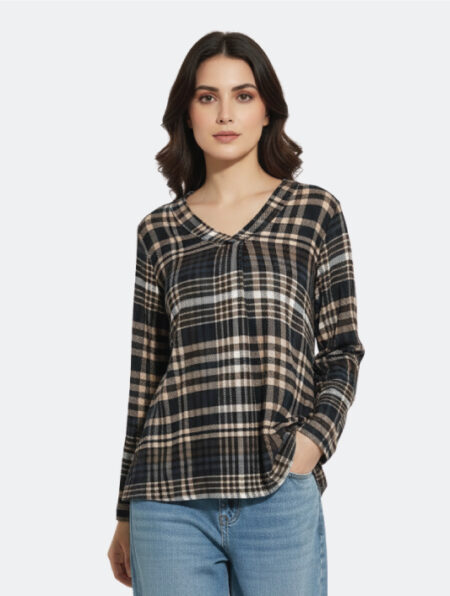 Camicia a Quadri con Scollo a V