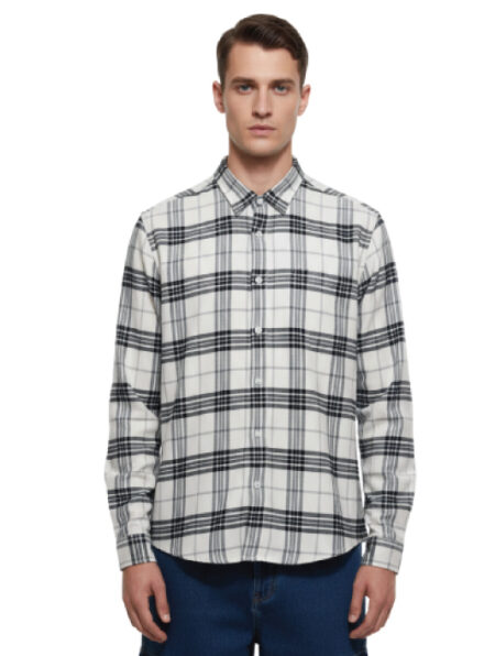 Camicia a quadri casual in bianco