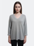Top Grigio con Scollo a V