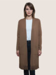 Cardigan Lungo con Frange in Marrone