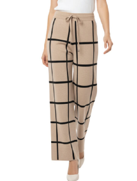 Pantaloni a Gamba Larga in Beige