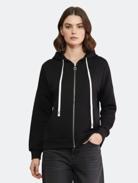Felpa Nera con zip e cappuccio