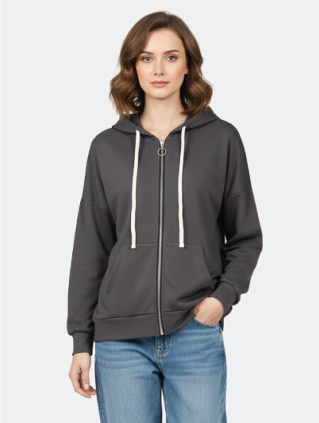 Felpa Grigia con zip e cappuccio