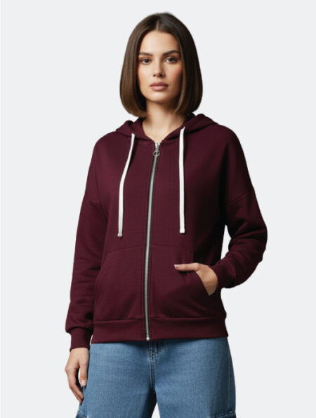 Felpa Bordeaux con zip e cappuccio
