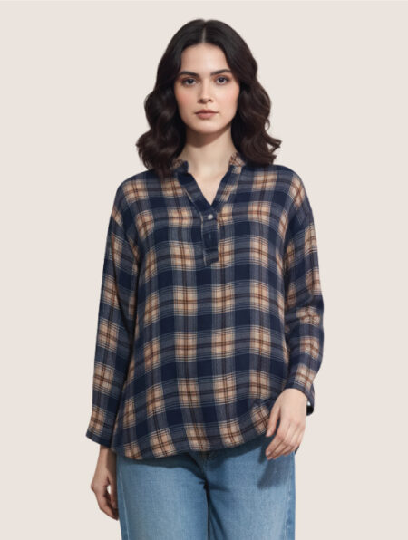 Camicia a Quadri in Blu Navy