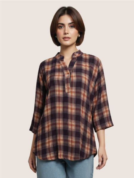 Camicia a Quadri in Viola