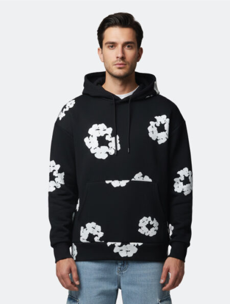 Felpa Nera e Bianca con Stampa Astratta