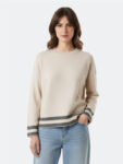 Maglione Crema con Righe Grigie
